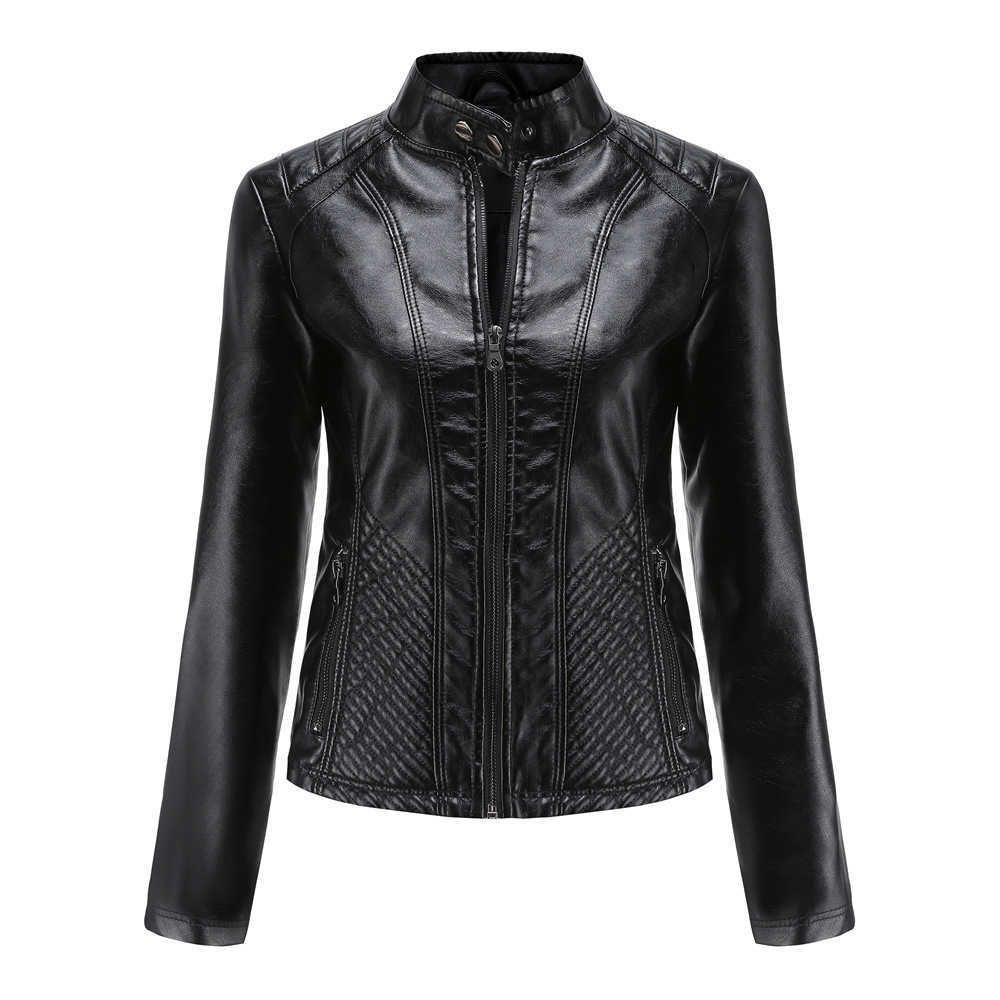 Autumn Winter Leisure Leather Clothes Womens Simple Trend Thin Coat Long Sleeve Motorcycle Jacket Womens Wear Womens Leather Womens Jacket 241209