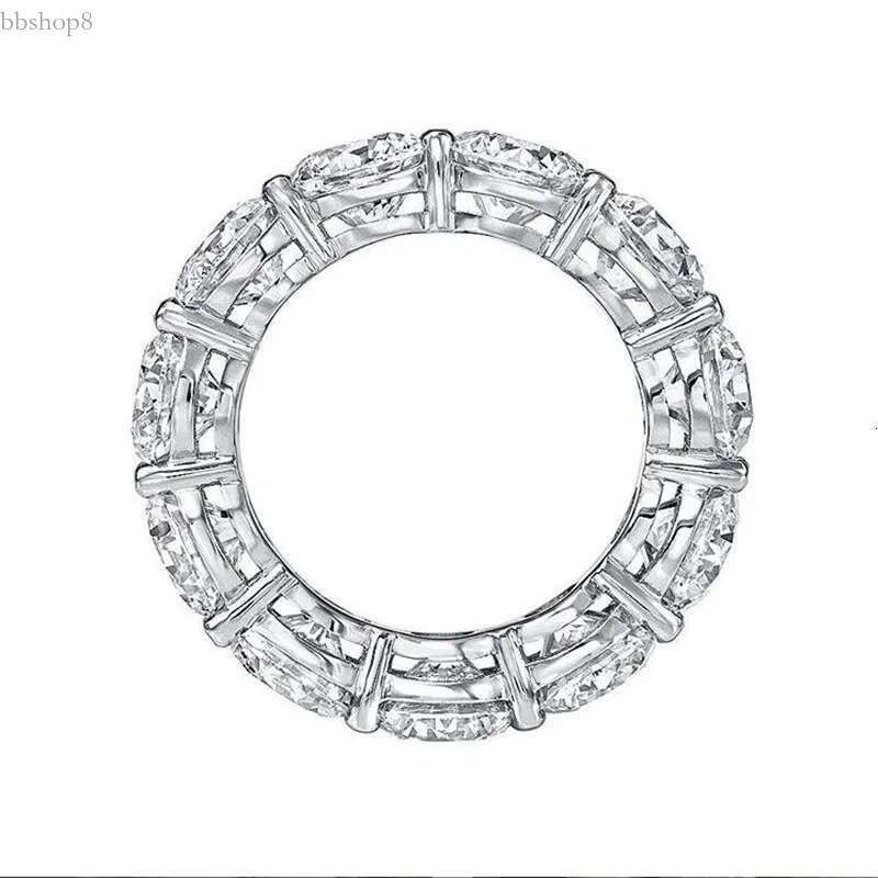 Ins Sparkg Wedding Rings Jewelry Sterg Sier Round Cut White Moissanite CZ Dia Gemstones Party Women Engagement Band Ring Gift