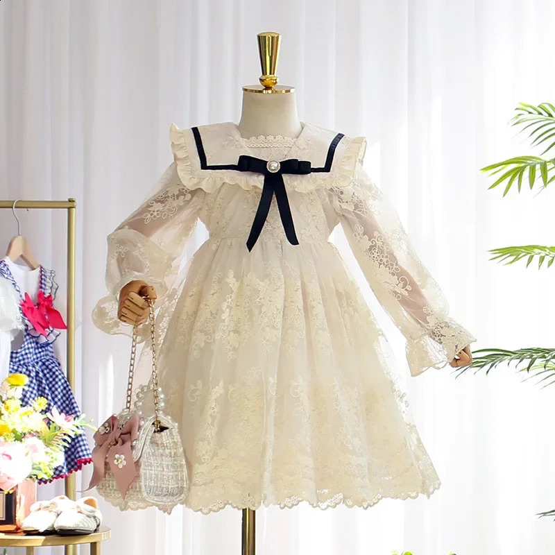 Baby Girls Longsleeved Lace Dresses Childrens Kids Bowknot Princess Fairy Outwear 250117