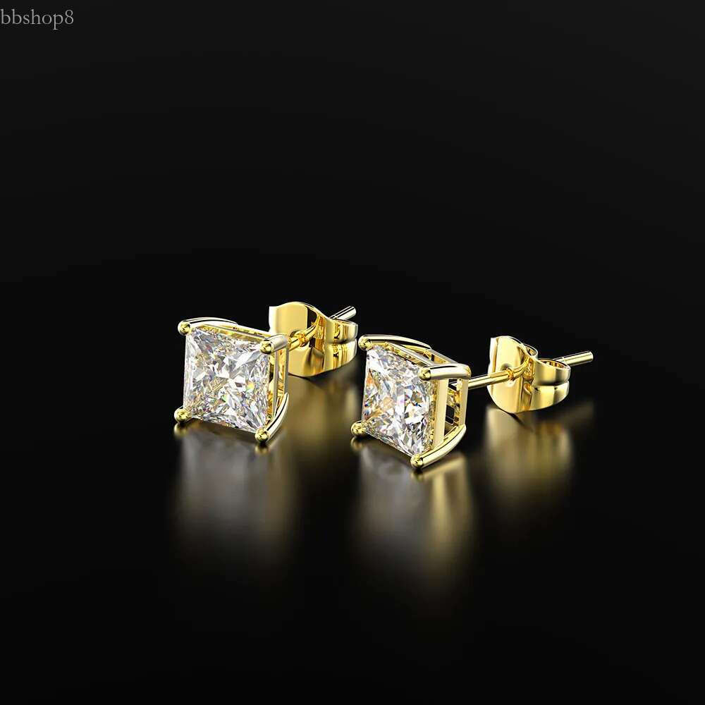 PANSYSEN Classic 6MM 7MM 8MM Square Created Moissanite Wedding Engagement Stud Earrings For Women Sier Fine Jewelry Gifts