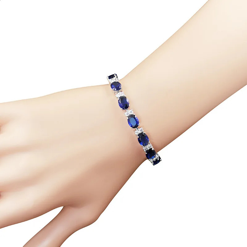 Cellacity Sapphire Bracelet for Women Geometry Silver 925 Jewelry Delicate Gemstones High Quality Fine Jewelry Anniversary Gifts 250121