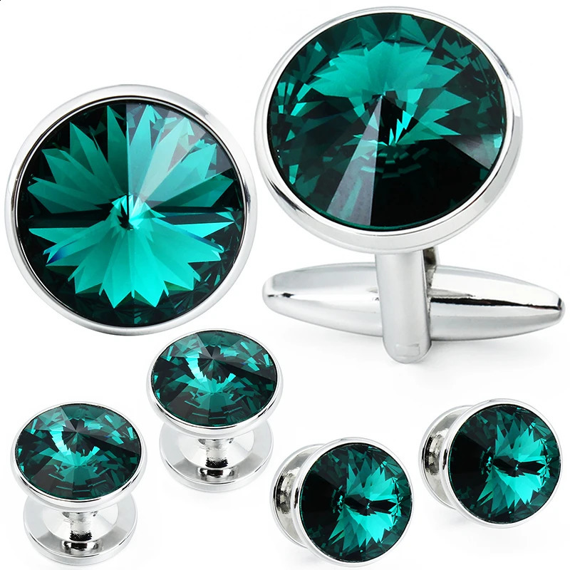 HAWSON Mens Cufflinks and Stud Set Tailcoat Shirt Crystal Mens Cufflinks Set Wedding Party Jewelry or Accessories 250110