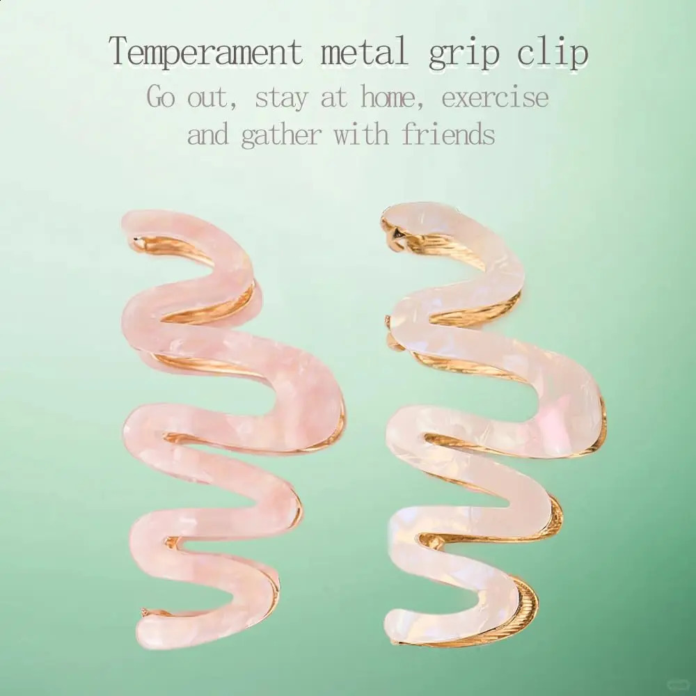 2 Pcs Metal Hair ClipsWavy bobby pins Acetic Acid Hair Clip 3.93inch Large Girls Hair Clips Claw Non-slip Short Hair Accessor 250120