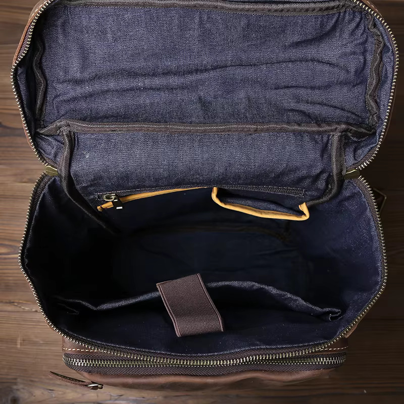 Retro Crazy Horse Leather Vertical Style Backpack Men's Head Layer Cowhide Large Capacity Business Travel Computer Bag
