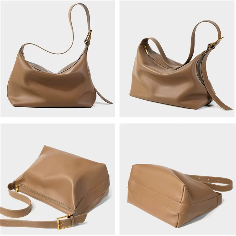Hifashion Cowhide Genuine Leather Large Hobo Shoulder Bags For Women 2024 Trend Designer Dumpg Messenger Side Ladies Handbags