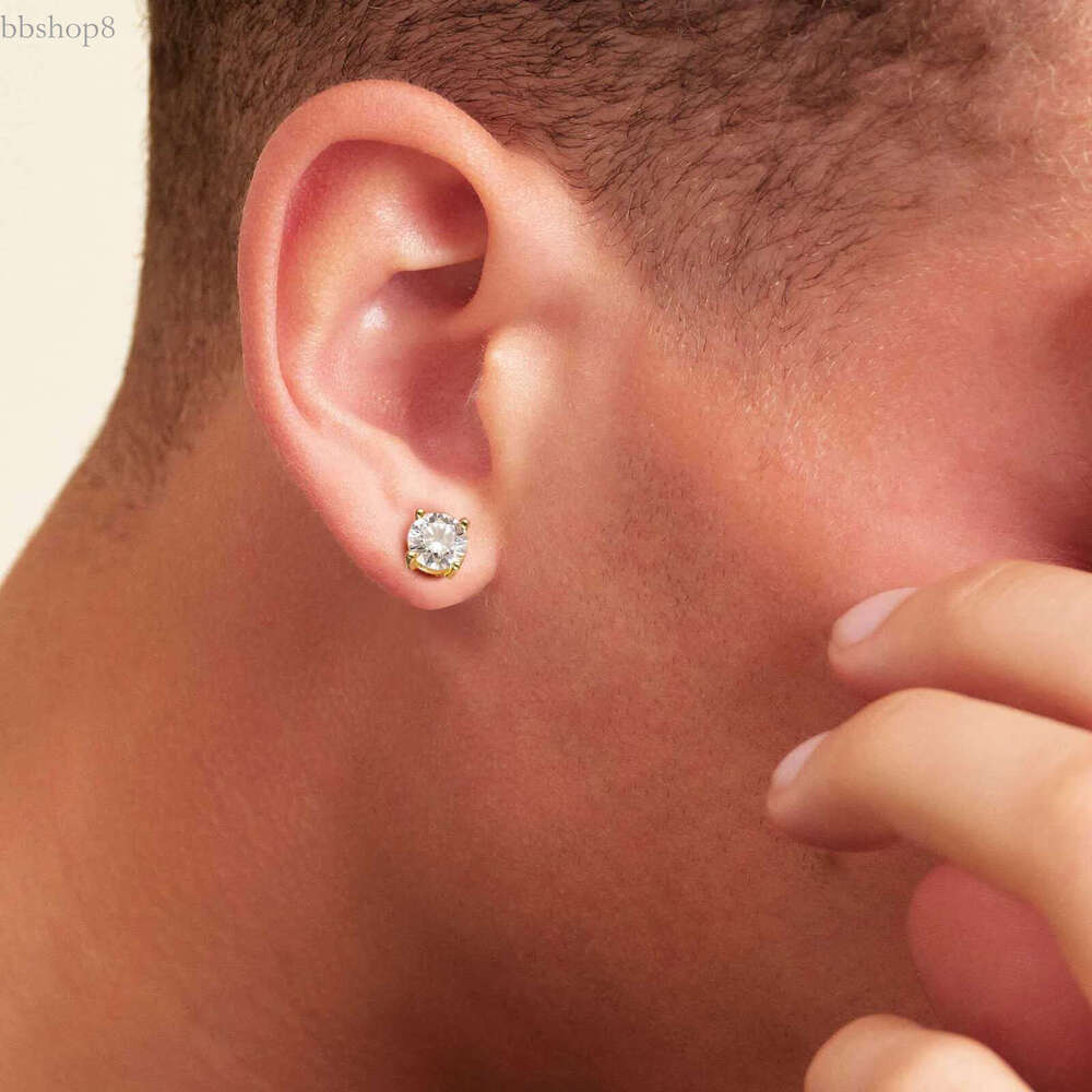 0.5CT 1CT 2CT 3CT Gold Plated Earring Jewelry Sterg Sier GRA VVS Moissanite Dia Ear Stud for Men Women