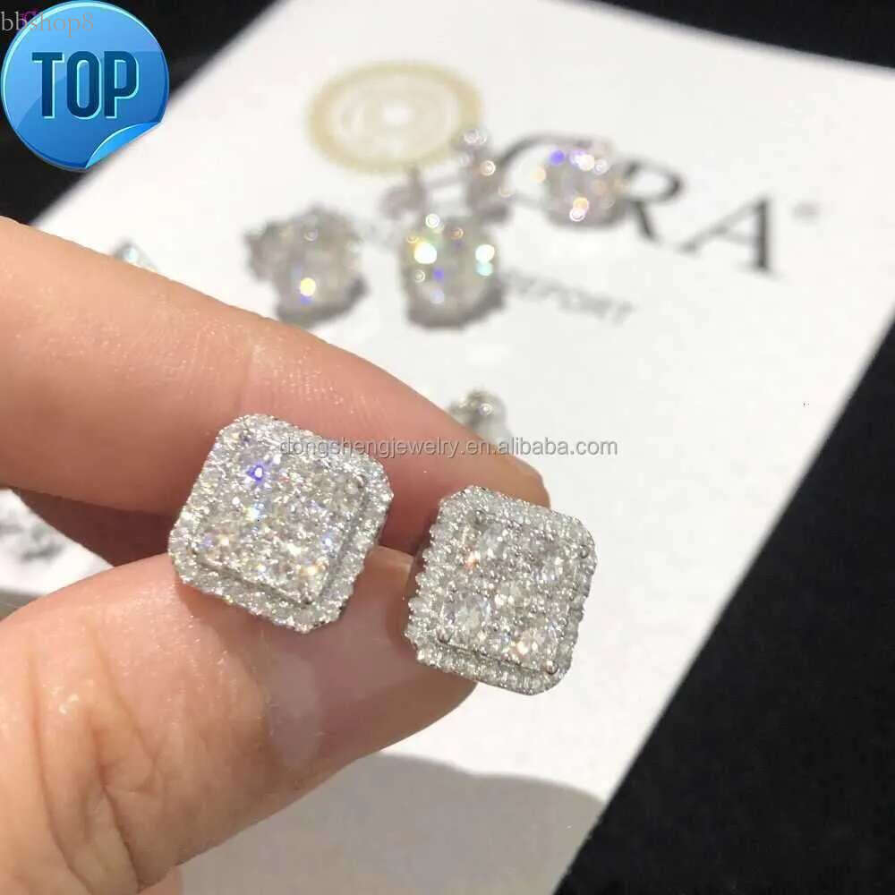 Custom Fashion Finey Jewelry Sterg Sier Earrings Ice Out Vvs Moissanite Dia Earring for Woman