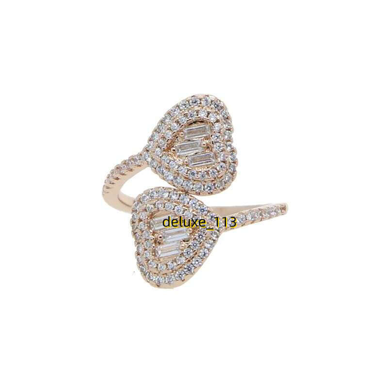 Tiny band adjsut finger heart ring with full cubic Moissanite paved new styles women lady wedding rings jewelry plated gold sier rose color