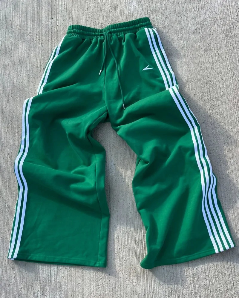 y2k retro loose striped casual pants men elastic waist sports Gothic Harajuku fashion couple wide leg 250110