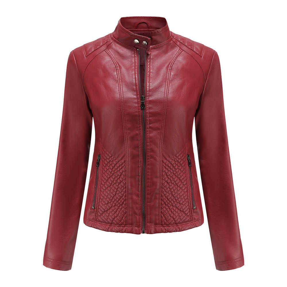 Autumn Winter Leisure Leather Clothes Womens Simple Trend Thin Coat Long Sleeve Motorcycle Jacket Womens Wear Womens Leather Womens Jacket 241209