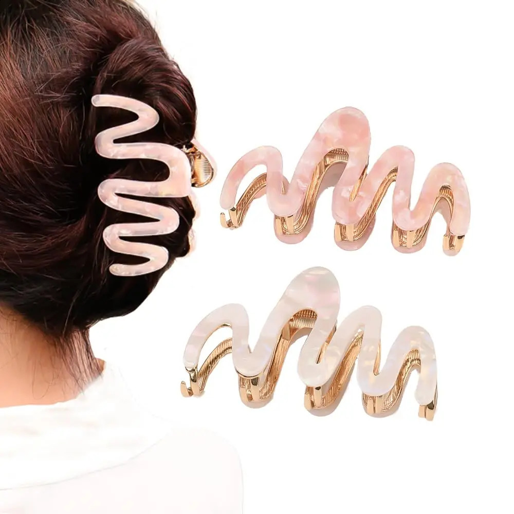 2 Pcs Metal Hair ClipsWavy bobby pins Acetic Acid Hair Clip 3.93inch Large Girls Hair Clips Claw Non-slip Short Hair Accessor 250120