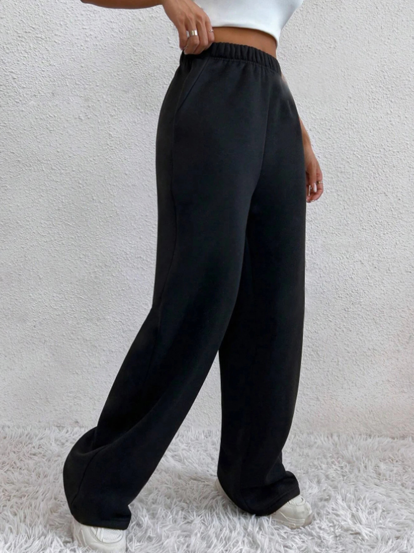 Autumn And Winter Womens Warm Pants Fleece Lined High Waist Casual Style Daily Wear With Pockets Jogging Sweatpants 250120