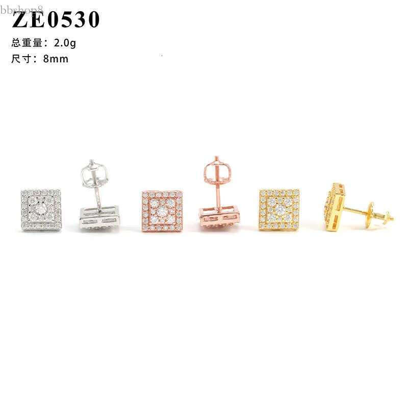 Dia hair high-end feel for girls sier full inlaid moissanite square trendy earrings can be tested with dia pen and GRA certificate