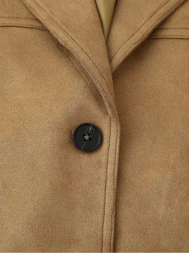 autumn womens clothing European and American style fashionable versatile suede single-breasted suit jacket 250114