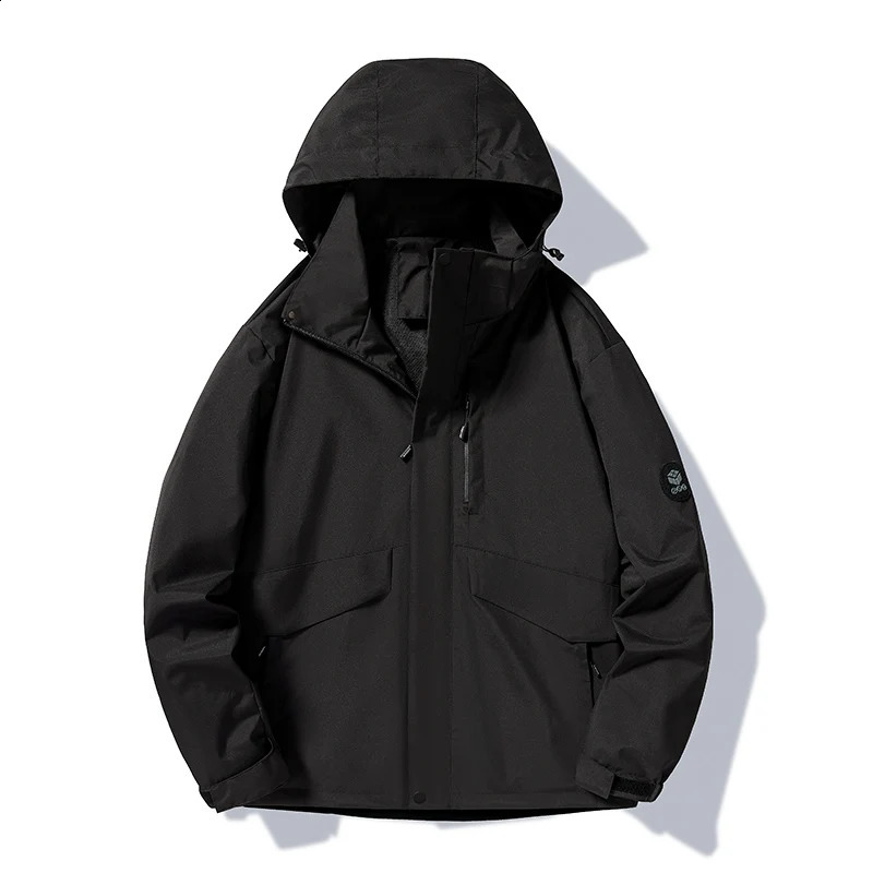 Autumn outdoor sports jacket hiking windproof waterproof black camping men 250122