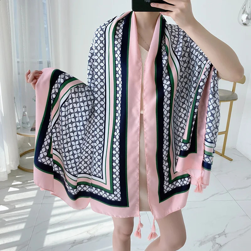 Women Scarf Sunscreen Cotton Shawls Dual-Use Summer Autumn Long Scarves Seaside Holiday Beach Towel Beachwear Veils 250120
