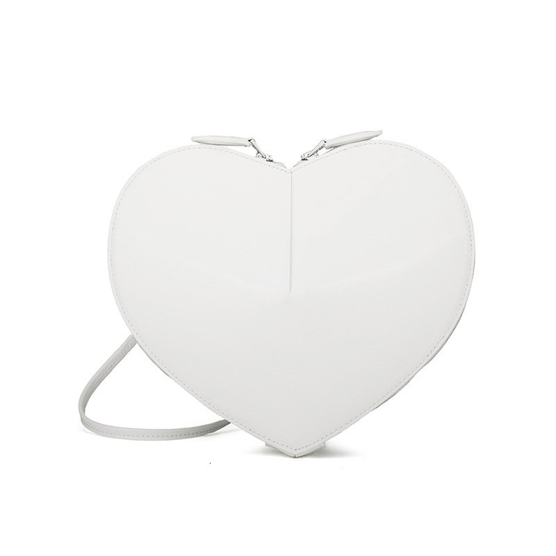 2024 New Peach Heart Shaped High Texture Coeur Love Genuine Leather Cross Shoulder Bag Trendy