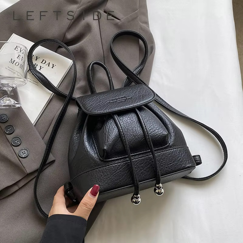 LEFTSIDE Candy Women's Cute Small Pu Leather Backpacks 2024 Y2k Korean Fashion Solid Color Backpack Lady Travel Back Packs
