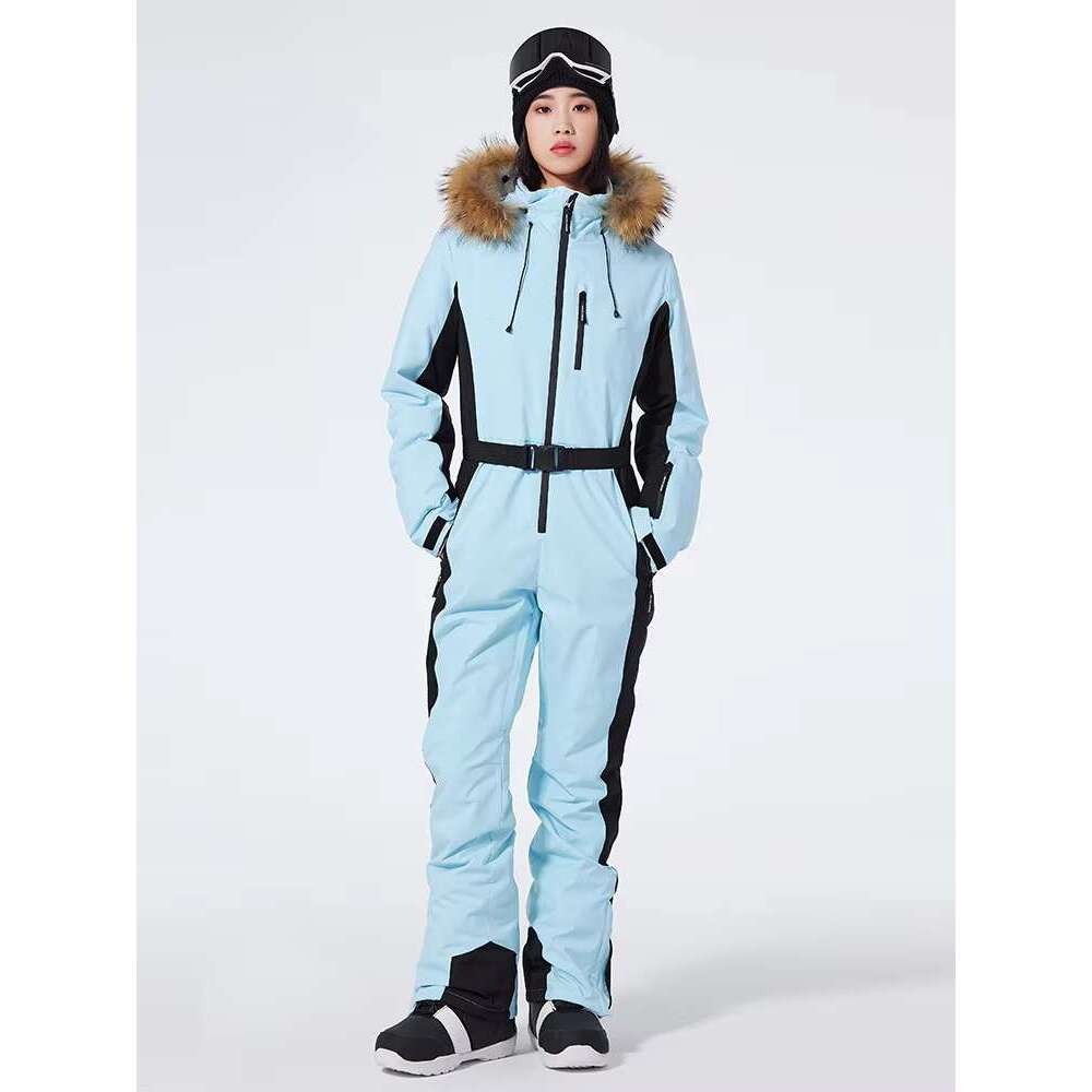 Women's Wear One-Piece Ski Women Thickening Snowboard Female Overalls Winter Windproof Waterproof Breathable Clothing Skiing Suit