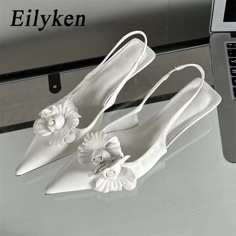 Eilyken Fashion Sexy Wer Pointed Toe Thin Low Heels Pumps Women Elegant Wedding Sgback Mules Shoes Atos De Mujer