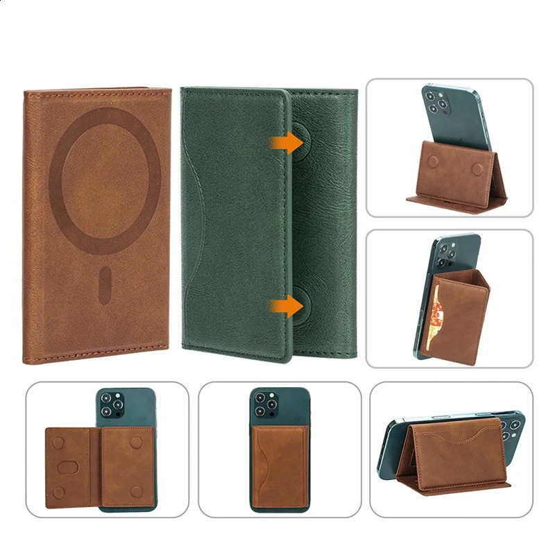 Magnetic Folding Wallet Card Holder PU Leather Case for Magsafe IPhone 14 13 15 Pro Max 12 Plus I Phone I15 Macsafe Stand Cover 250120