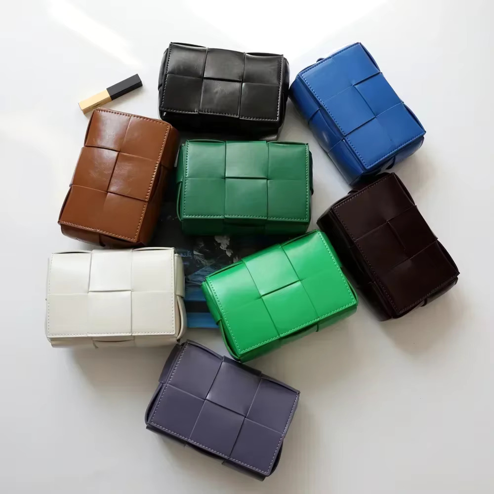 Women Small Square Genuine Leather Female Weaving Crossbody Bags Fashion Cowhide Ladies Shoulder Messenger Bag Sier Brown
