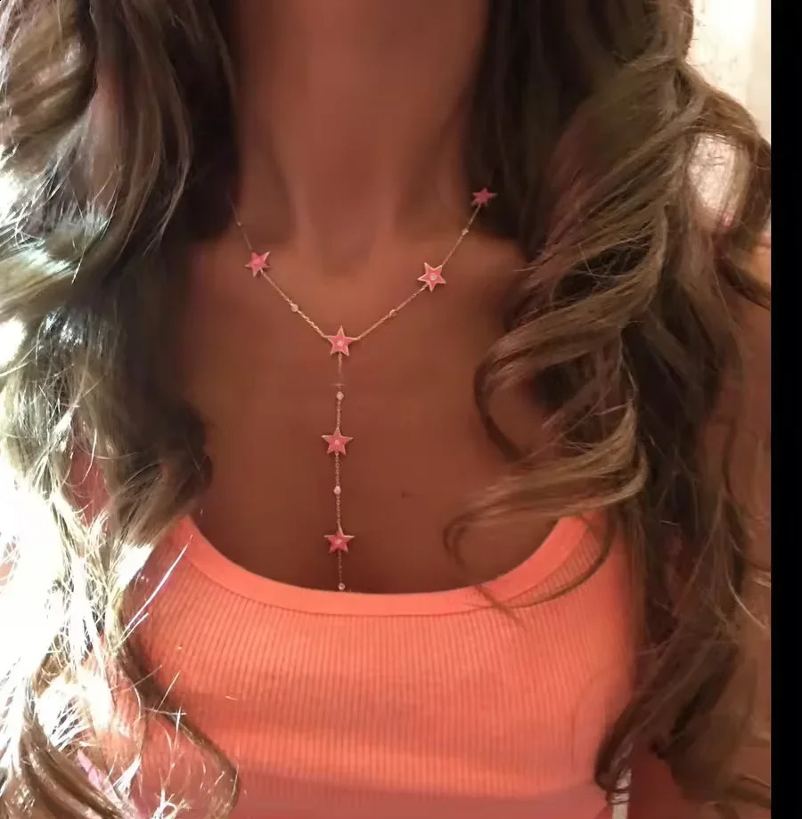 Colorful Star Charm Long Y Lariat Sexy Fashion Women Jewelry Necklace 250117