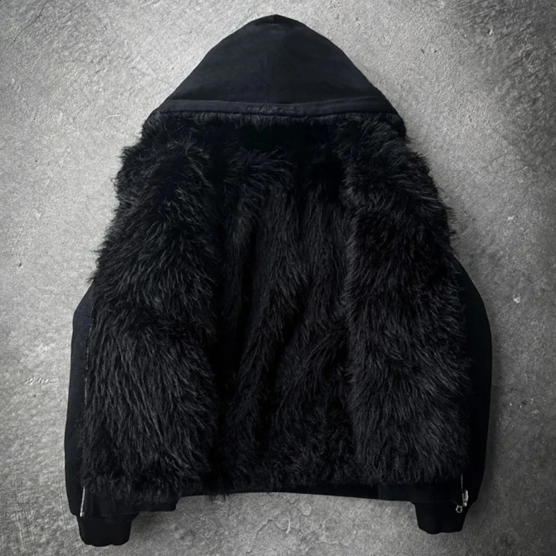 Fashion Autumn and Winter Warm Hip Hop Men Clothes Reversible Streetwear Loose Solid color Y2K Zip up Hoodie Goth American Style 250109