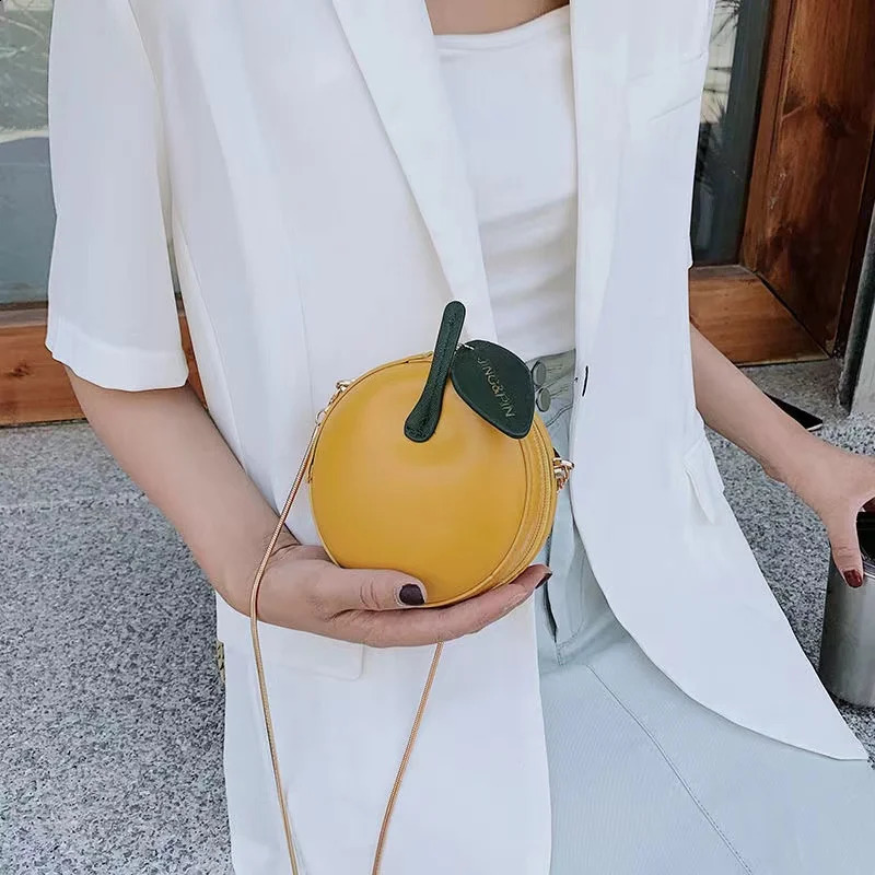 Sweet Circular Bags for Women Creative Cherry Chain Crossbody Bag Small Handbags PU Leather Ladies Shoulder Purse Trendy 250113