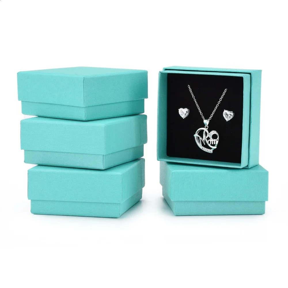 Cardboard Jewelry Box Gift Cardboard Boxes for Ring Necklace Earring Jewelry Gifts Packaging with Black Sponge Inside 18pc/24pc 250117