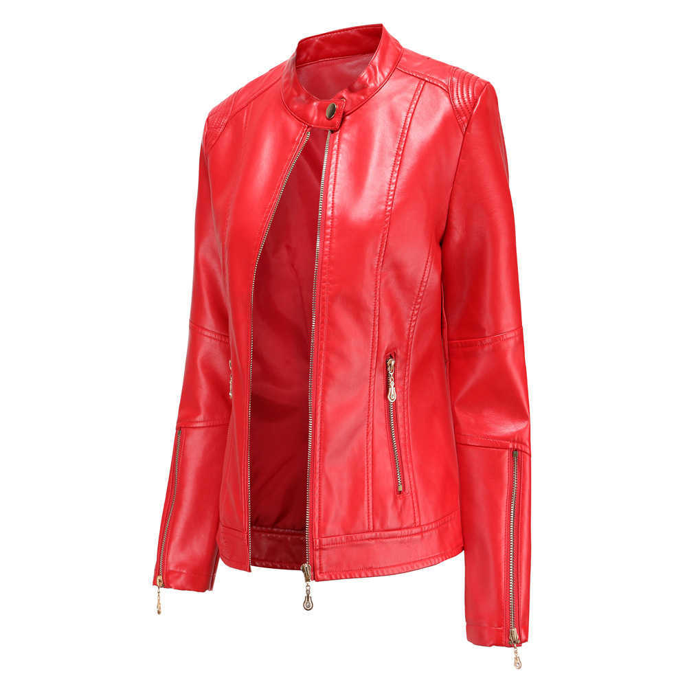 Fashion Womens Leather Clothes Pu Leather Short Coat Stand Collar Jacket Womens Spring Autumn Thin Leather Jacket Gram Tibetan Blue Clothes 241209