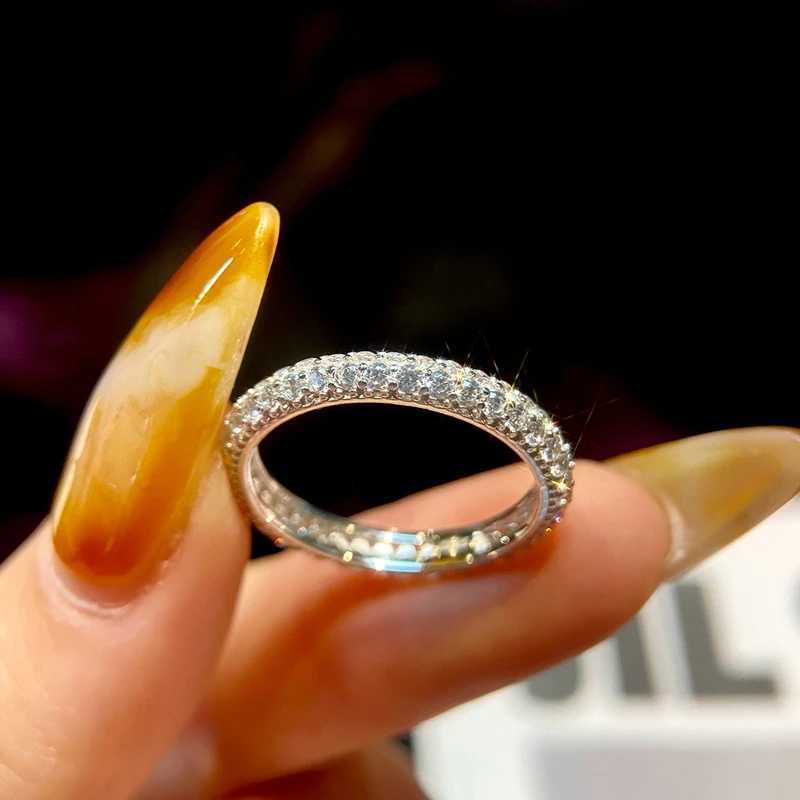 Sterg Sier Gorgeous Sparkg Double Layer Moissanite dia Ring For Women Engagement Wedding High Quality Fine Jewelry