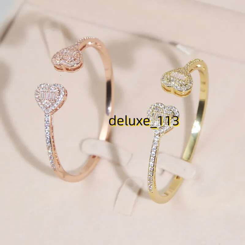 Free Shipping Heart Love Shape Adjustable Bangle Bracelet Women Men Hip Hop Iced Out Bg Cubic Moissanite Couple Jewelry Gift