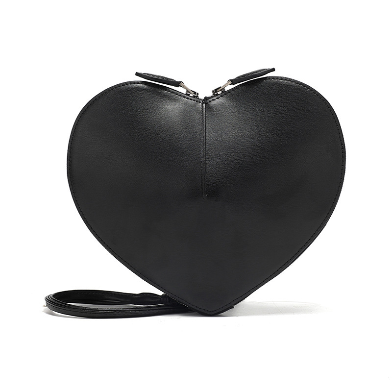 2024 New Peach Heart Shaped High Texture Coeur Love Genuine Leather Cross Shoulder Bag Trendy