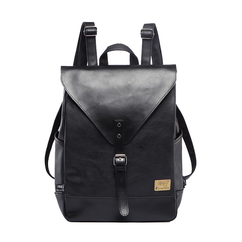 Three Box Fashion Vintage Male Backpack For Teenager School Men Leather Business Travel Laptop Shopping Bag
