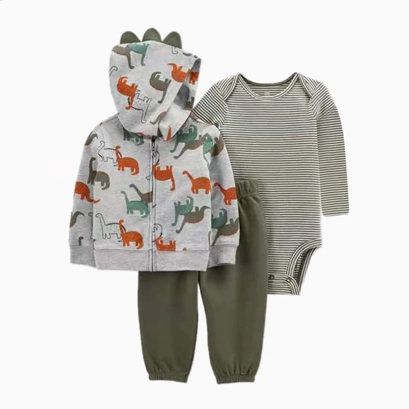 3Pcs Ircomll Baby Clothes Set Boy Girl 100% Cotton Kids LongSeeved CoatBodysuitsPants Children Clothing 250117