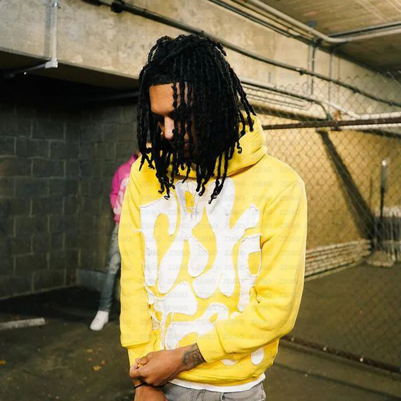 Streetwear Hoodie Y2K Clothing Patch Hooded Sweatshirt Kpop Retro Hip-hop Long Sleeved Pullover Jacket Top Men Clothing Goth 250117