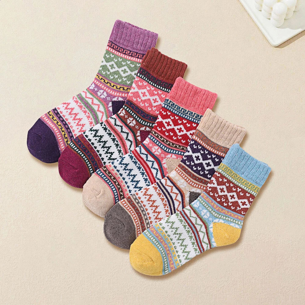 5 Pairs Wool Crew Socks Ultra Soft Thick And Warm For Ultimate Comfort Casual Knit Comfy Vintage Fashion Dress Socks 250121