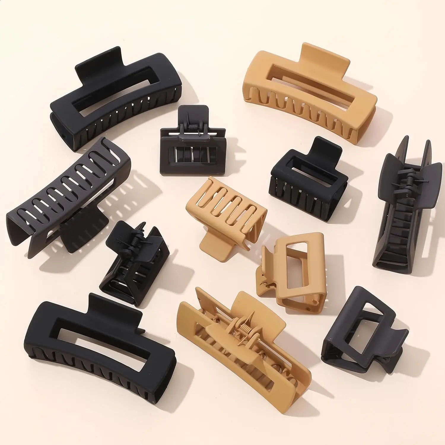 12-Pack Square Claw Clips Large And Small Unisex Rectangular Non-Slip Matte Large Hair Clips For Women 250120
