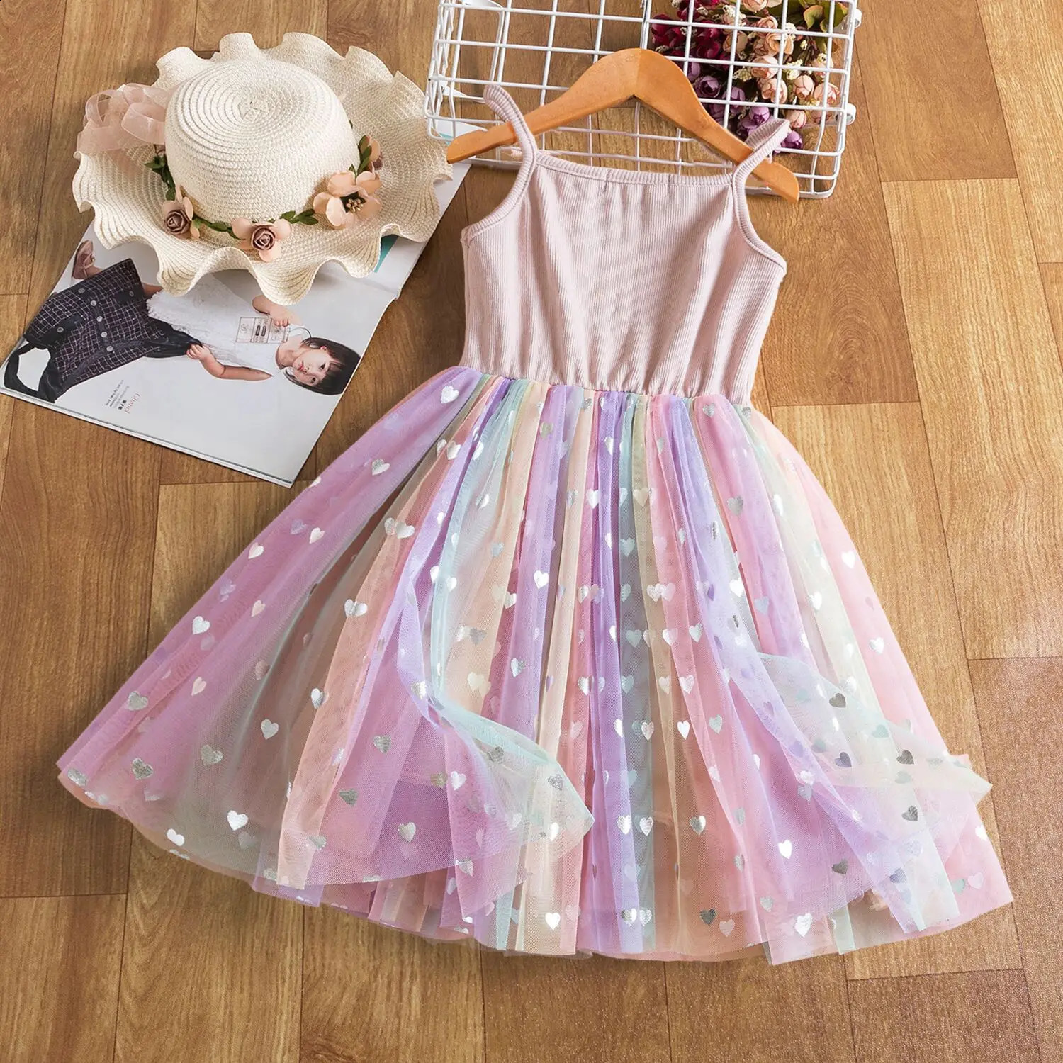 Summer Cute Girls Sequined Princess Dress Kids Sleeveless Tulle Clothes Children Birthday Party Vestido Easter Tutu Costume 250116