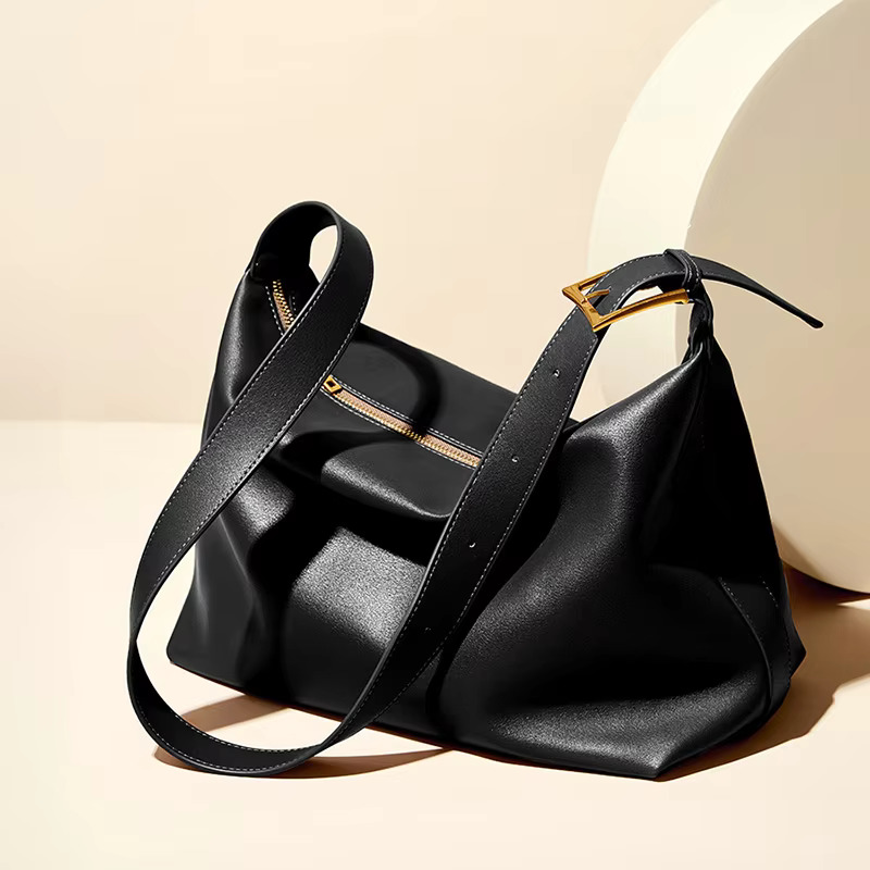 Hifashion Cowhide Genuine Leather Large Hobo Shoulder Bags For Women 2024 Trend Designer Dumpg Messenger Side Ladies Handbags
