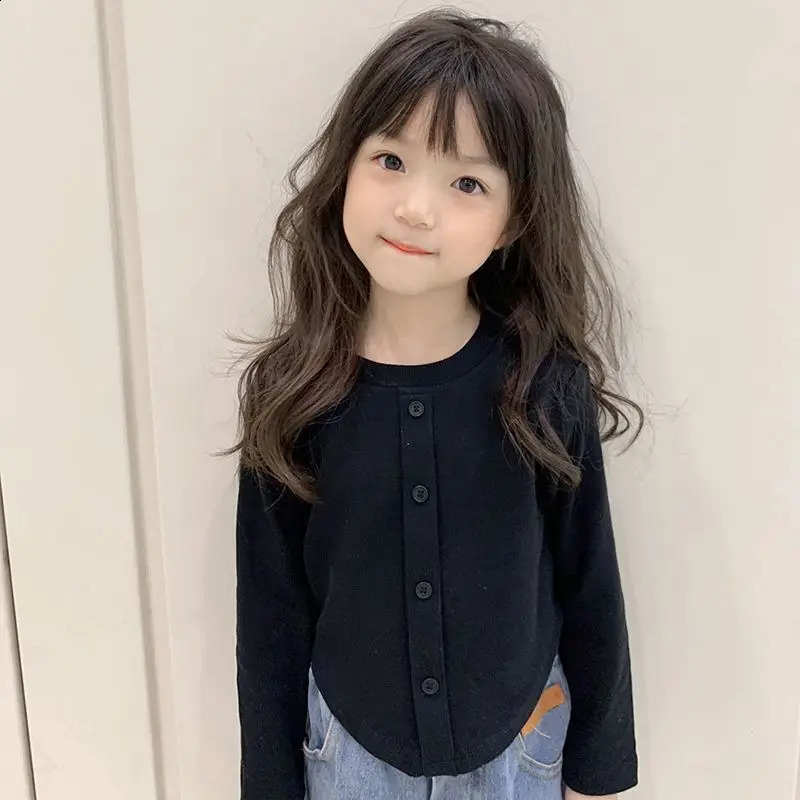 Spring Autumn Girls Suit Korean Style Bottoming Shirt Top Casual Jeans Girls Wide-leg Pants Loungewear 250113