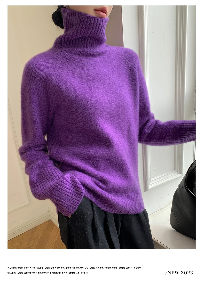 Turtleneck Cashmere Sweater for Women Loose and Thickened Pullover Lazy Wind Korean Version Heavy Autumn and Winter 250118
