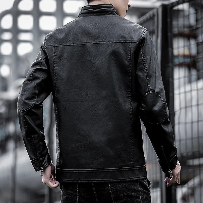 Causal Fashion Leather Jacket Men Spring Outdoor Outwear Autumn Coat Motor Biker Pocket PU Male 250109Z