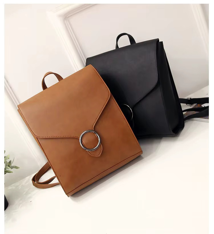 Vintage Women Backpack PU Leather Female Schoolbags Teenage Girl Travel Books Rucksack Shoulder Bags Mochila Feminina Bolsa
