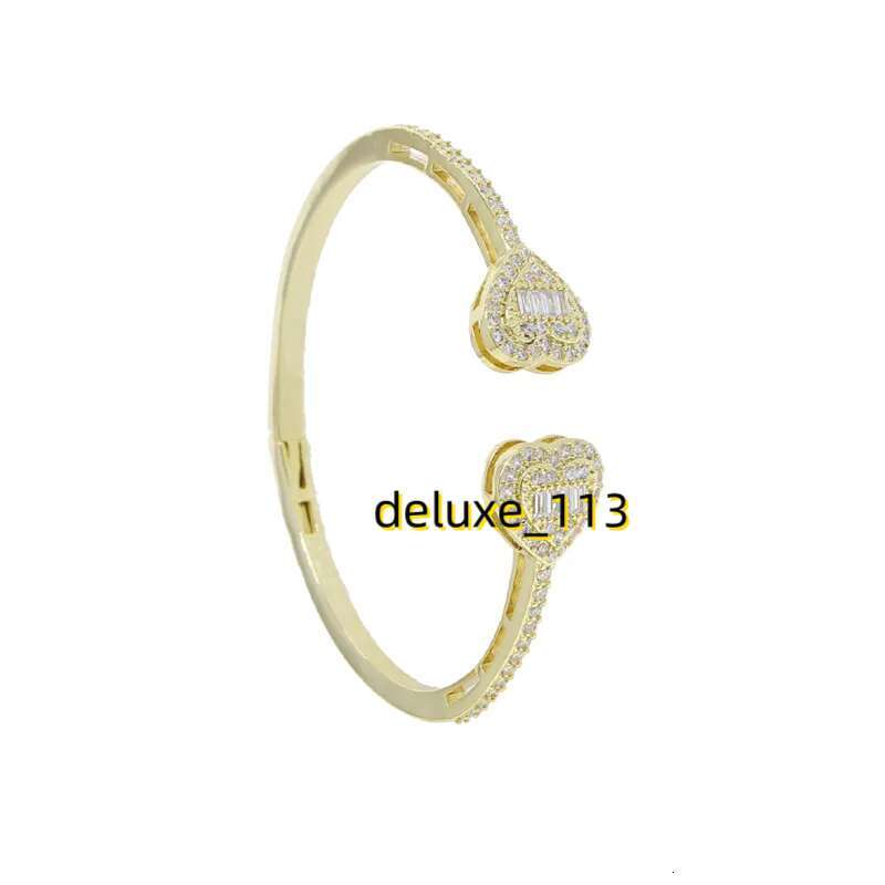 Free Shipping Heart Love Shape Adjustable Bangle Bracelet Women Men Hip Hop Iced Out Bg Cubic Moissanite Couple Jewelry Gift
