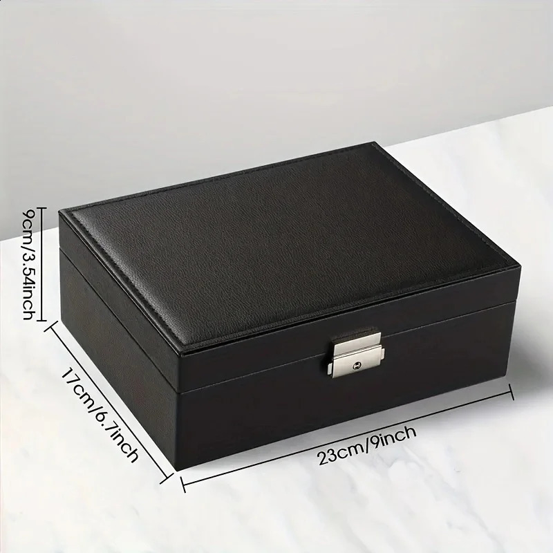1pc Simple Double-layer Jewelry Storage Box For Ring Necklace Storage With Lock Decoration 250117