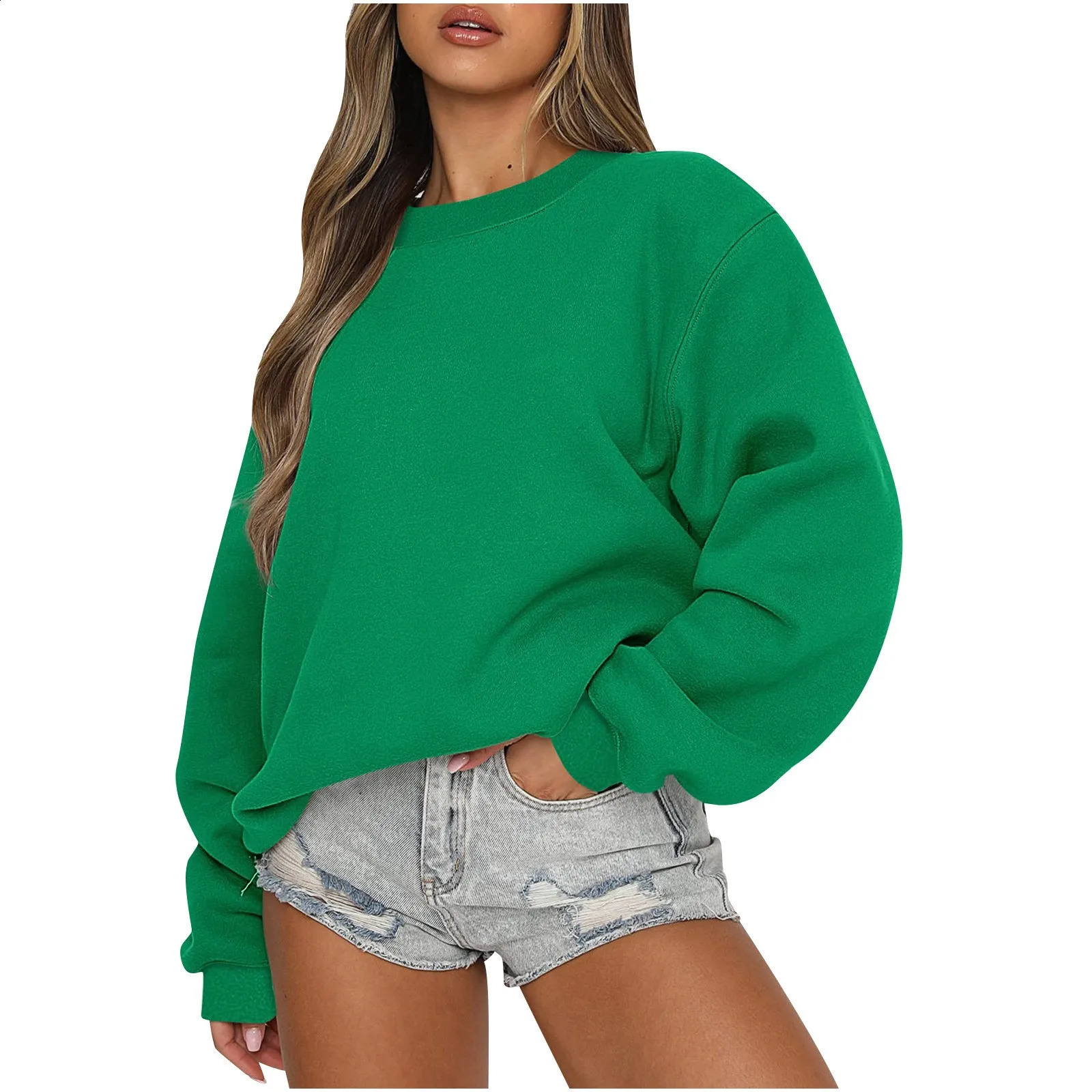 Womens Autumn Winter Tops Womens Long Sleeve Sweatshirt Casual Crewneck Loose Fit Pollover Fleece Tops 250107