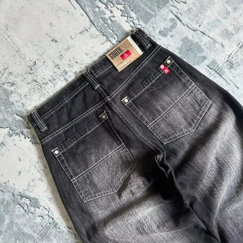 Gothic Vintage Fashion Black Washed Solid Color Baggy Jeans Women Y2K Harajuku Hip Hop Pop Rock Casual Wide Leg Pants 250117