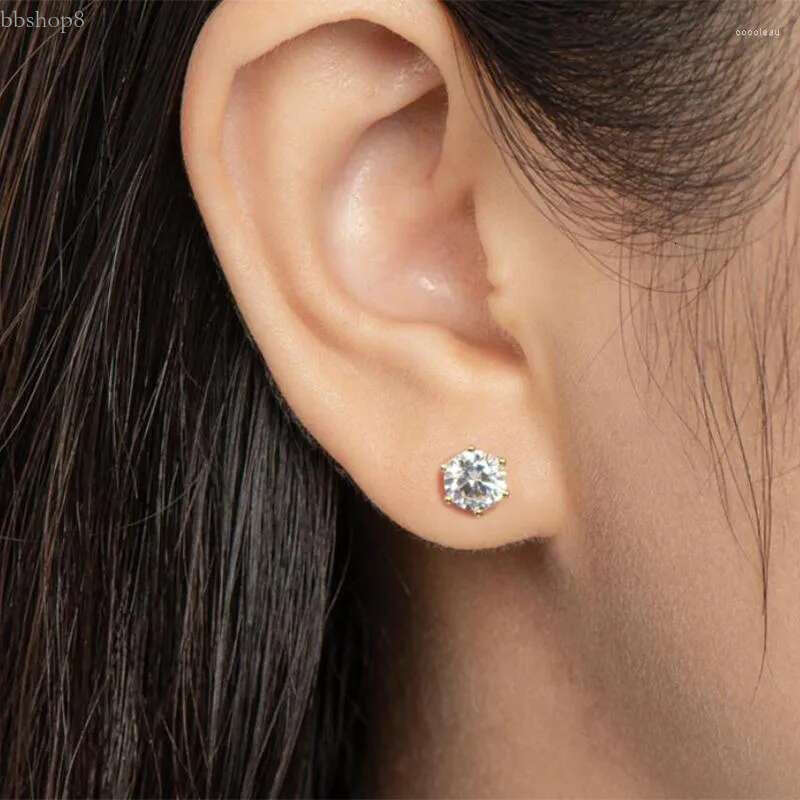 Stud Earrings Real 0.5ct 1ct Moissanite GRA Certification Sterg Sier Gold For Women Wedding Fine Jewelry